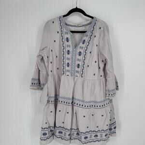Fat face dress womens 14 embroidered mini gauzy cotton beachy coastal summer